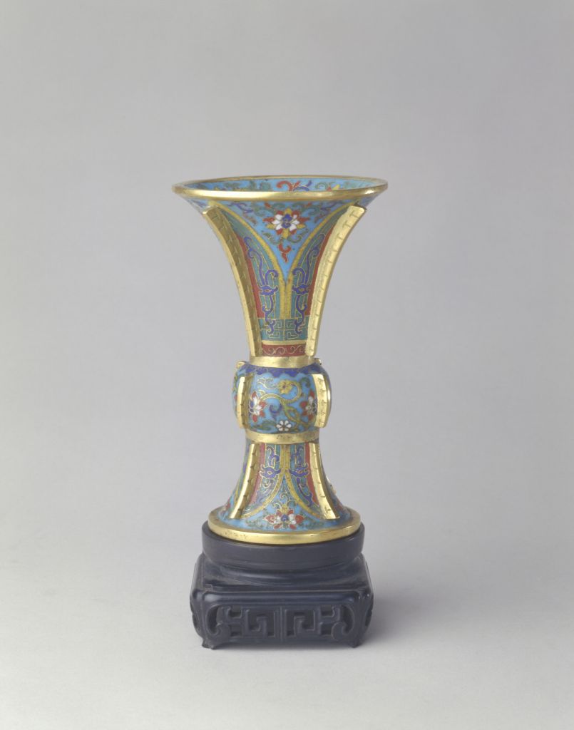 图片[1]-Qianlong style filigree enamel with banana leaf pattern, halberd, flower and goblet-China Archive